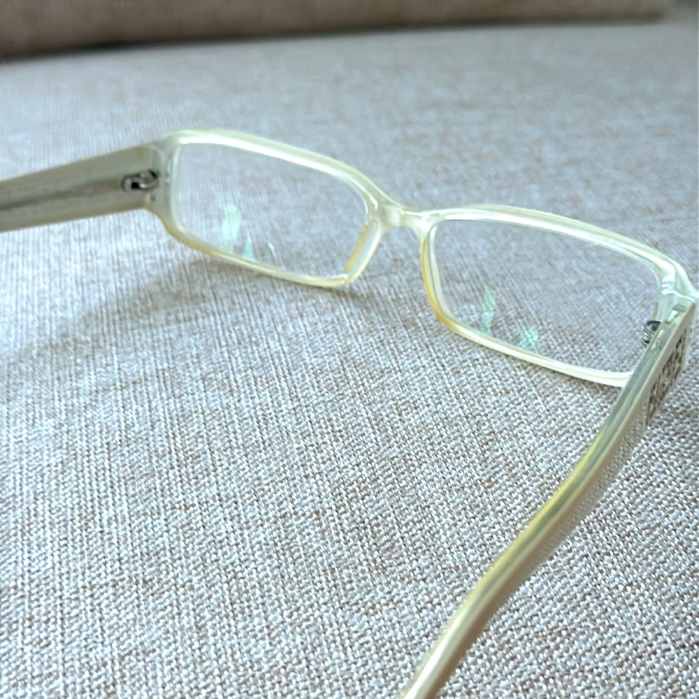 Fendi Cream Rectangular Glasses With Crystal Deta… - image 5